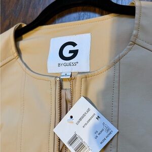 Guess Tan Blazer with Smooth Finish and Stitching Details